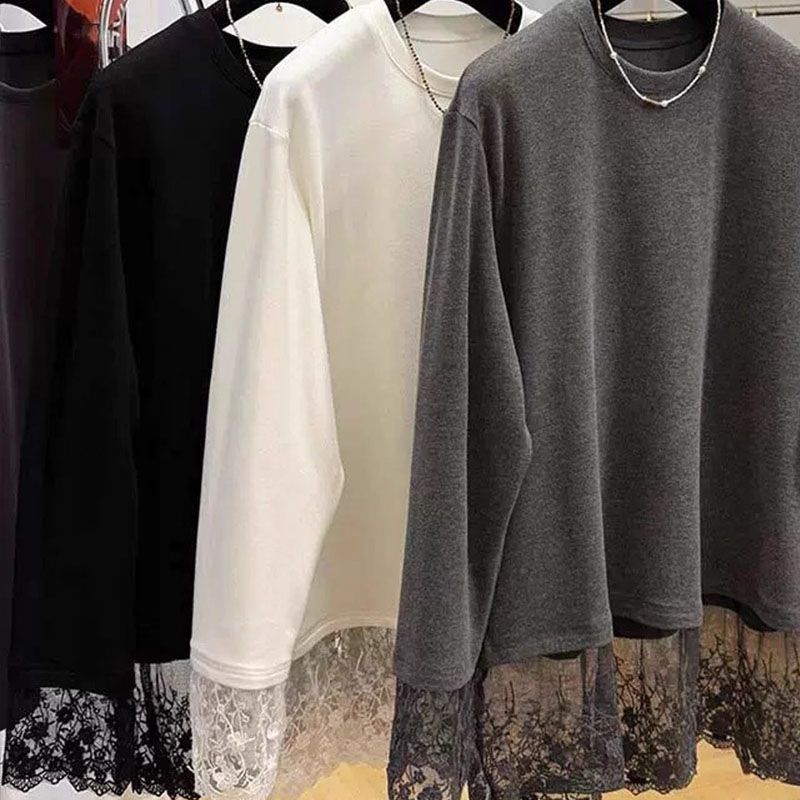 Women Lace Patchwork Long Slee - огляд і ціна Longline Tee Oversized