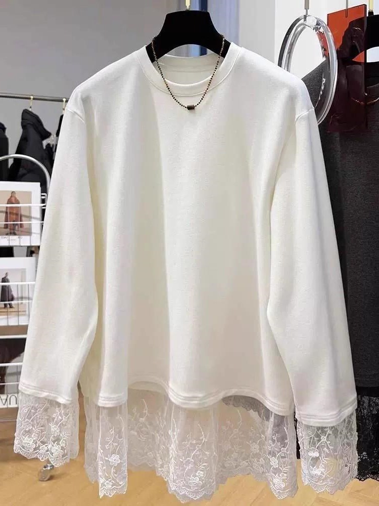 Women Lace Patchwork Long Slee - огляд і ціна Longline Tee Oversized