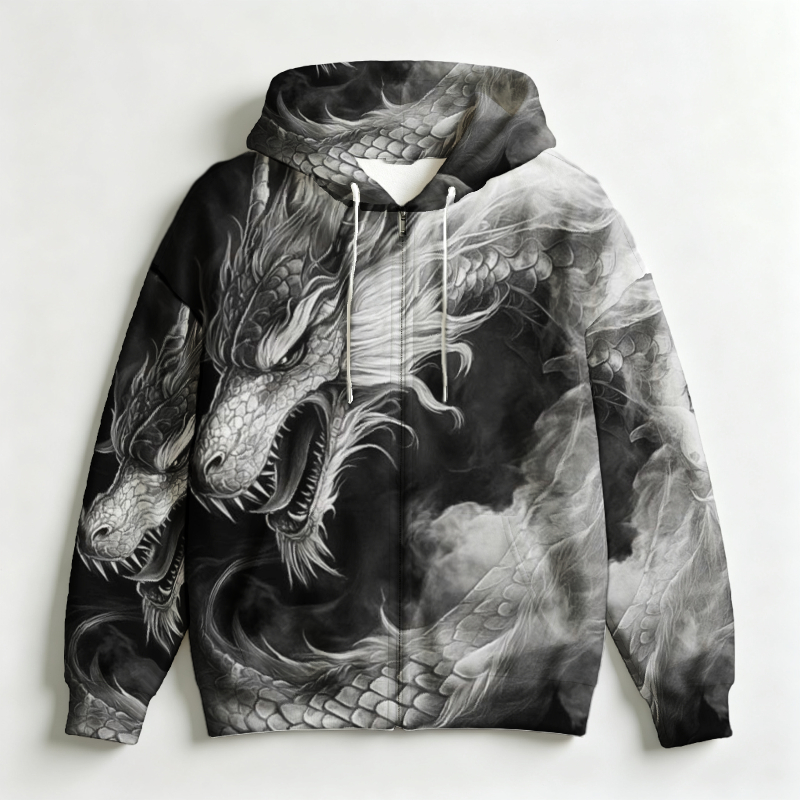 Men Zip Hooded Sweatshirt 3D A - огляд і ціна Street Fashion Asian